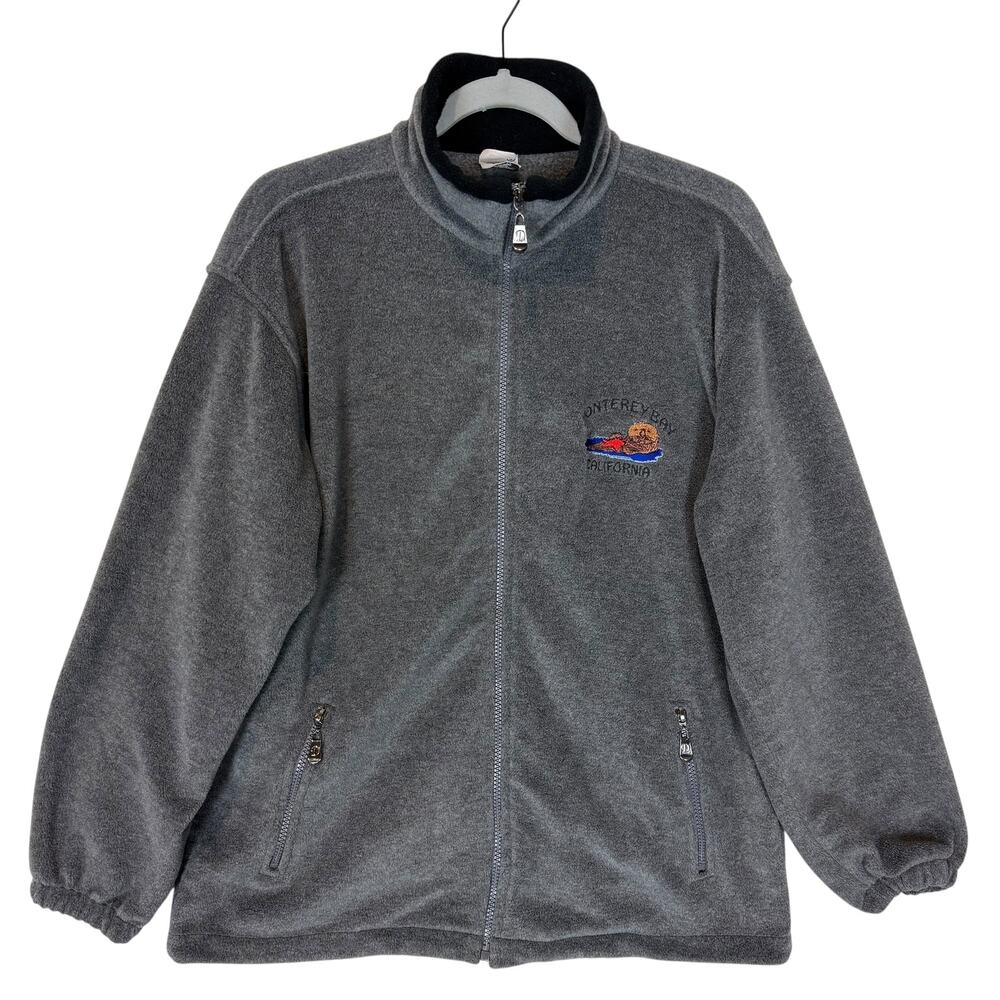 Monterey Bay Dimco‎ Apparel Hoodie Mens Medium Gray Fleece Full Zip Mock Neck